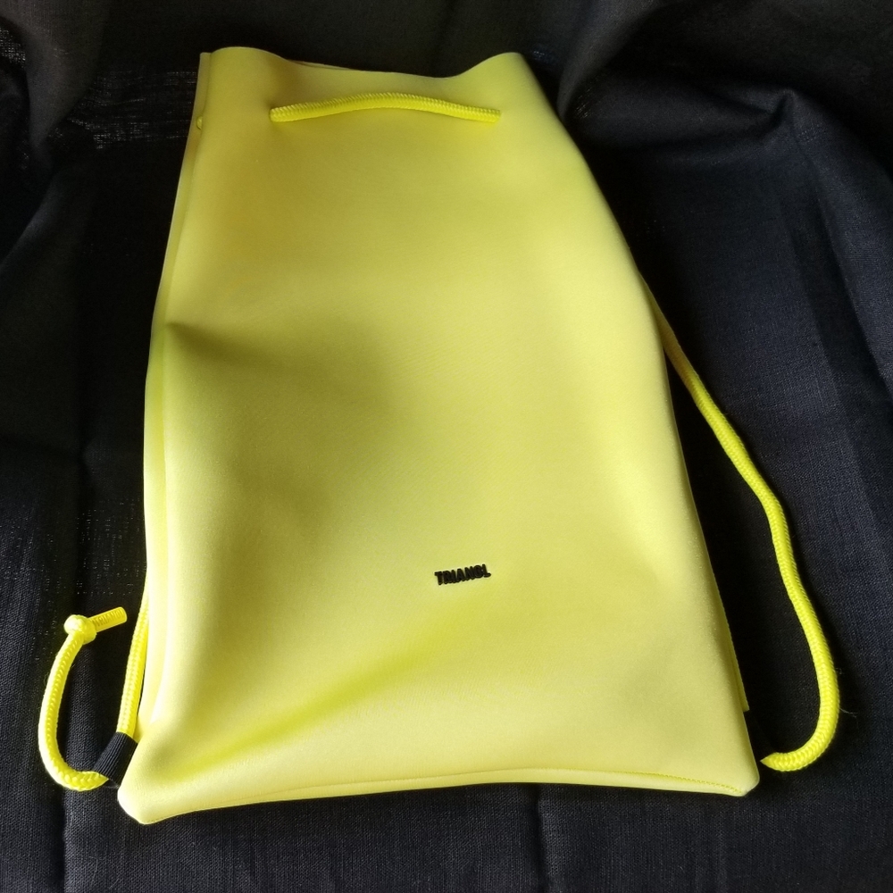 Triangl neoprene neon yellow drawstring swim backpack bag NEW